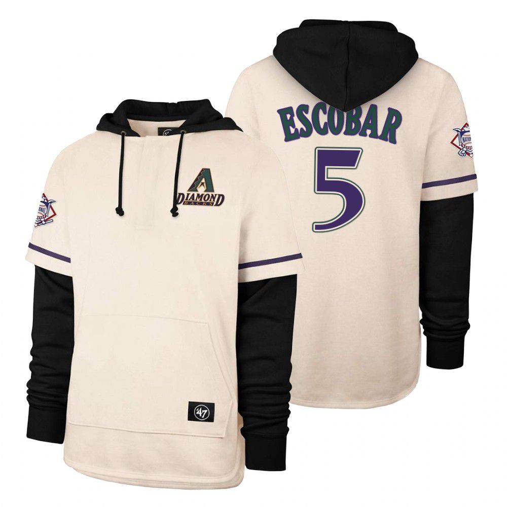Men Arizona Diamondback #5 Escobar Cream 2021 Pullover Hoodie MLB Jersey
